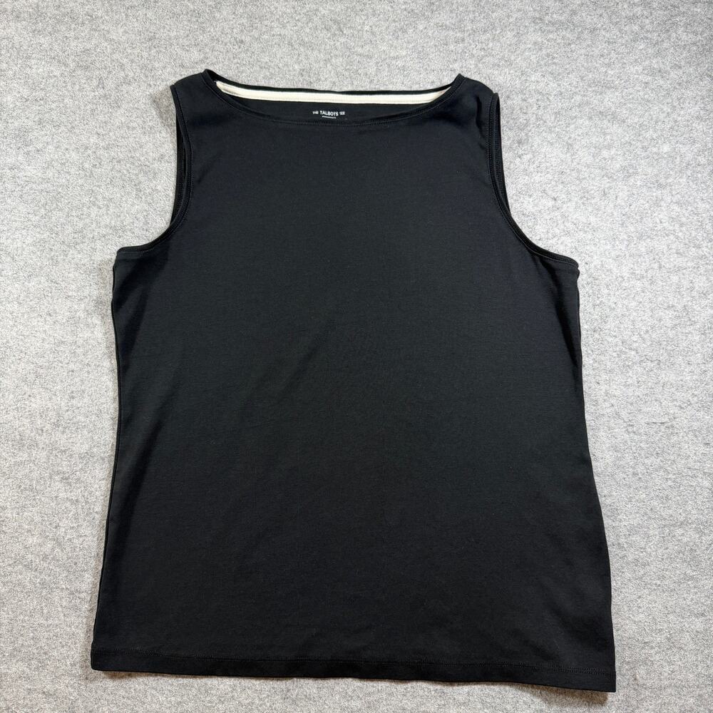 Talbots Tank Top Womens LP Black Pima Cotton Sleeveless Crew Neck Petite